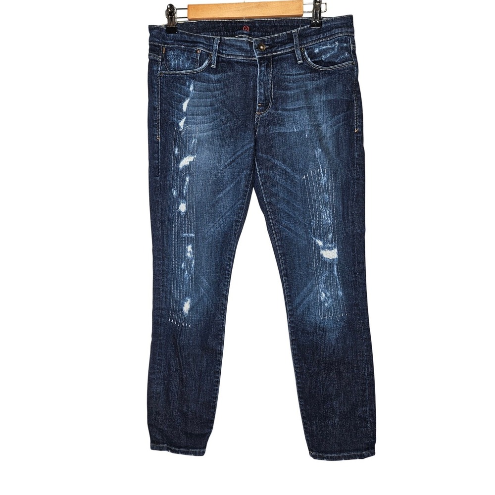Sinclair Jeans Co. Distressed Denim Dark Wash Slim Fit‎ Ankle Jeans Size 29